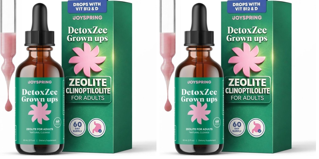 JoySpring Zeolite Drops for Adults – Liquid Zeolite Clinoptilolite with Vitamin B12 & Vitamin D3 – Sugar-Free Daily Formula for Memory & Focus Support | 60-Day Supply | USA Made (Pack of 2)