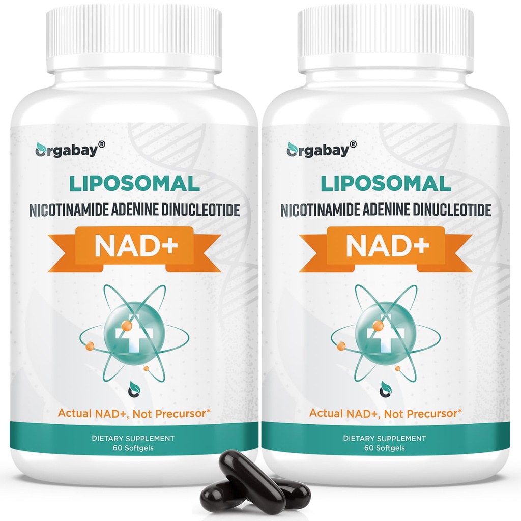 Orgabay Liposomale NAD+ Supplement 500 mg, Hoge Absorptie, Boost NAD+ met TMG 250 mg, Werkelijke NAD Plus Efficiënter dan Nicotinamide Riboside, Ondersteuning Cellular Energy, Gezond Verouderen 120 Softgels