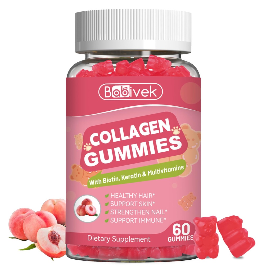 Collagen Gummies for Women & Men - Hydrolyzed Collagen Peptides Type I II III V X | 60 Cts with Biotin, Hyaluronic Acid & Vitamins C D B12 A E | Boost Skin Hair Nails, Bone, Digestive & Immune Health