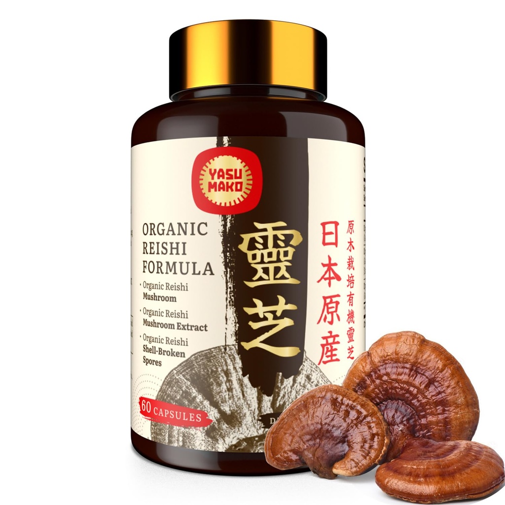 Japans Reishi paddo supplement 800mg met Reishi paddo extract 500mg & Shell-Broken sporen 200mg,Organische paddo capsules voor Immune System - Real Fruiting Body (Pack of 1)