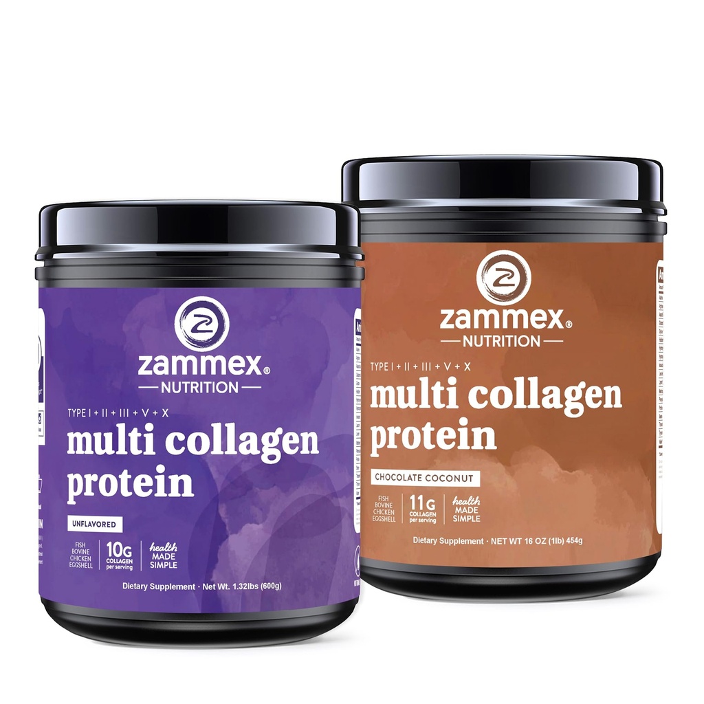 Zammex Multi Collagen Peptides, unflavored+Chocolate Flavor