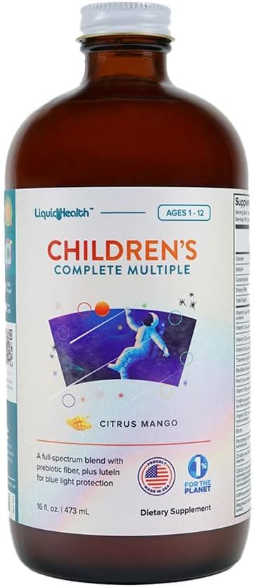 LIQUIDHEALTH Kinderen Complete vloeibare multivitamine voor kinderen, peuters - Essentiële vitamines, voedingsstoffen en mineralen, Immune Support, Gut Health - Made in USA, Vegan, Non GMO, Sugar-Free (16 oz)