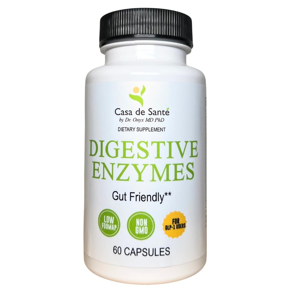 Casa de Sante FODMAP Decompensative Enzymes, Geen Hoge Inulin, Keto Carnivore Intolerance Support, 18 Multi Enzyme Amylase Bromelain Lipase Lactase Protease Papain Alpha galactosidase, Meer - Geen GGO