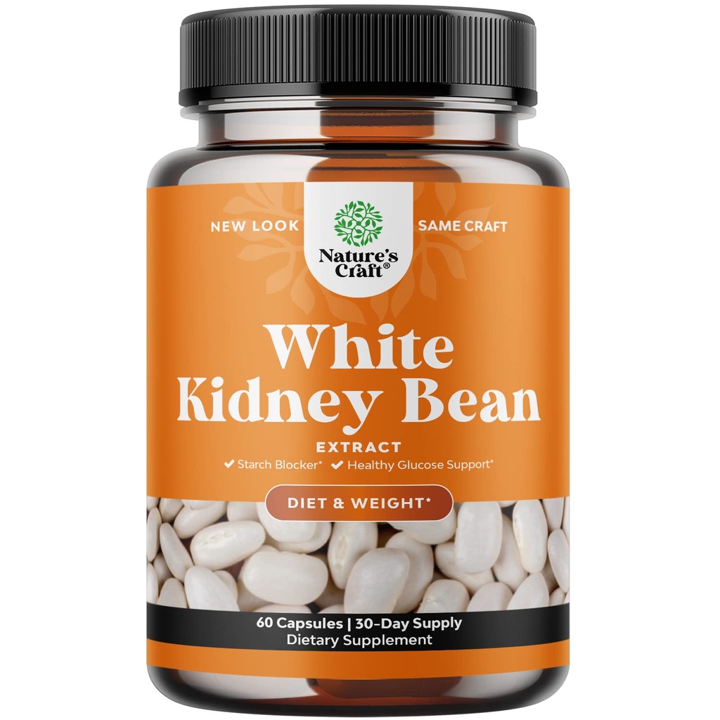 White Kidney Bean Energy Booster - White Kidney Bean Extract Natural Energy Supplement and AMPK Activator Antioxidant Capsules - Dietary Fiber Natural Preworkout Supplement for Men and Women