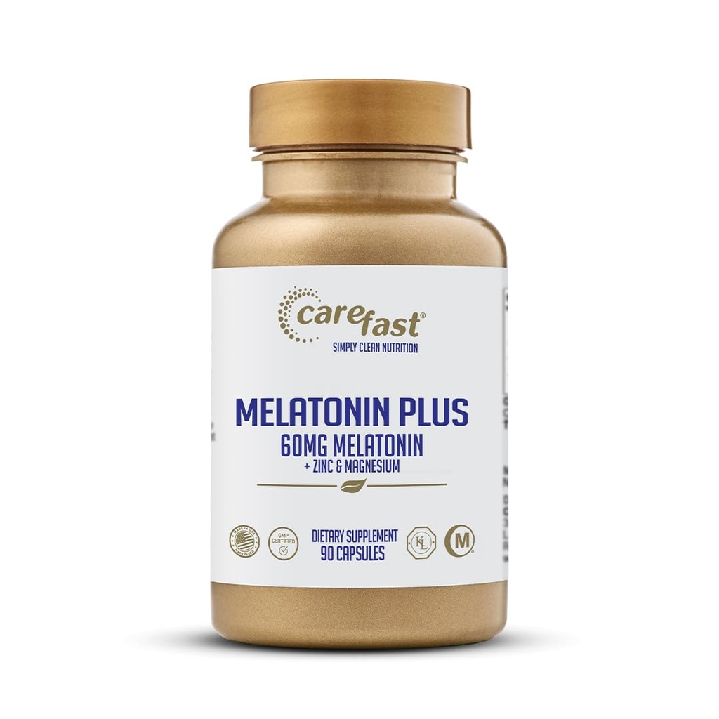 60mg Melatonin Plus Extra Strength High Dose Sleep Supplement 90 Capsules - Veggie Capsules - Fast Acting Formulated by Dr Shallenberger with Zinc & Magnesium for Maximum Quick Absorption