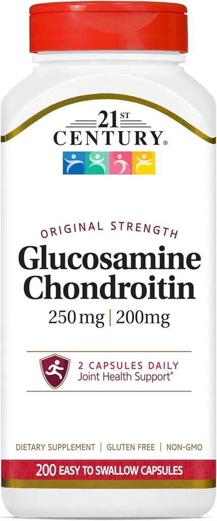 21e eeuw Glucosamine/chondroïtine, originele sterkte, 200 makkelijk doorslikken Capsules