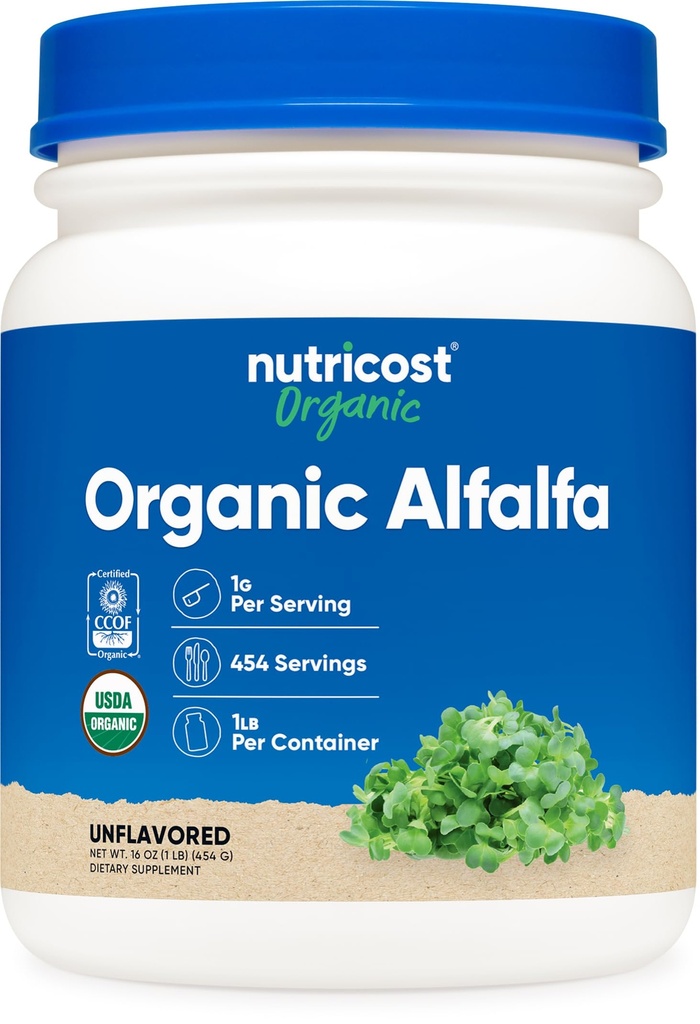 Nutricost Biologische Alfalfa Poeder 1LB - USDA Gecertificeerd 100% Organisch, Vegetarisch, Non-GMO, Glutenvrij