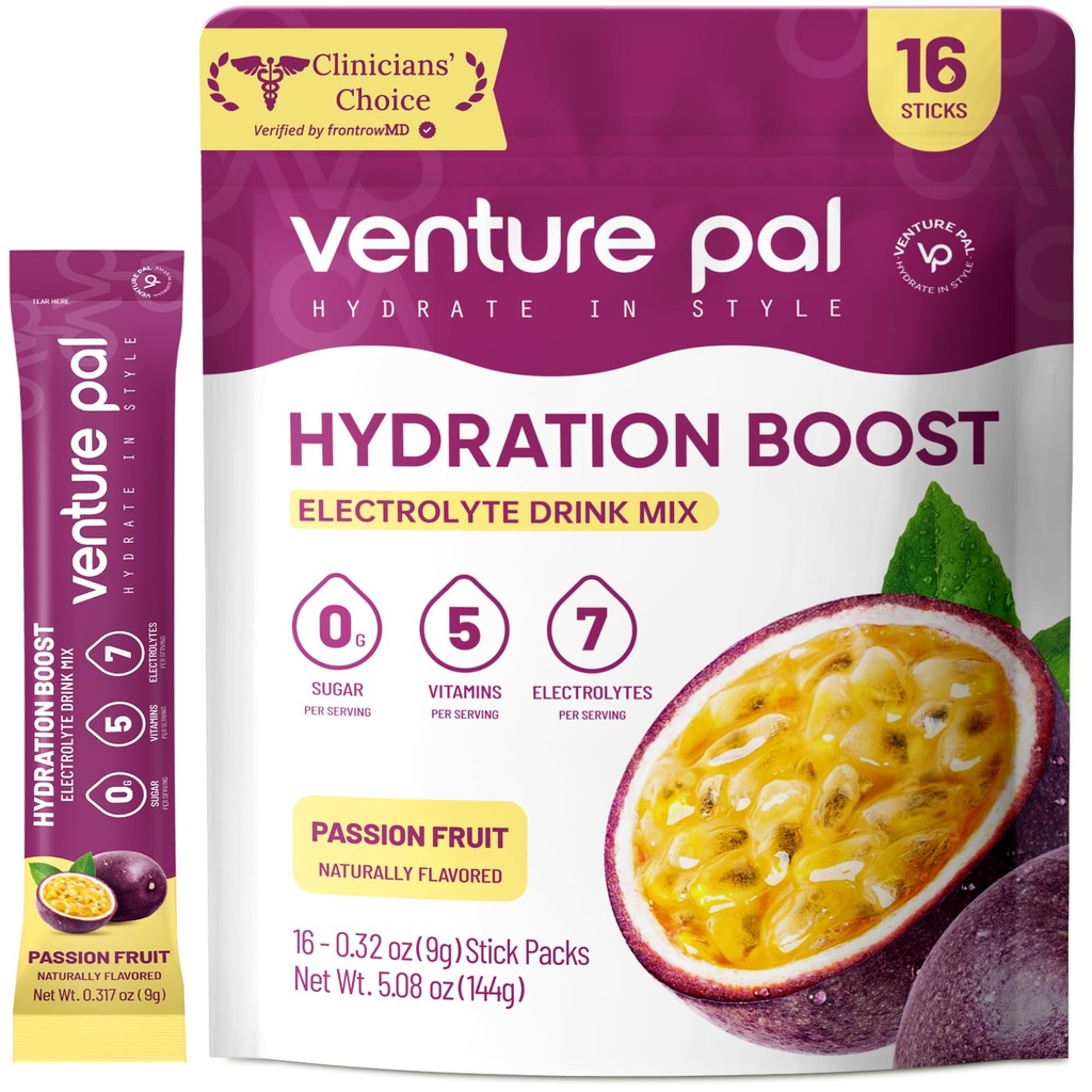 Venture Pal Sugar Free Electrolyte Powder Packets - Liquid Daily IV Drink Mix for Rapid Hydration & Party Recovery 5 Vitaminen & 7 Elektrolyten . Keto Friendly 