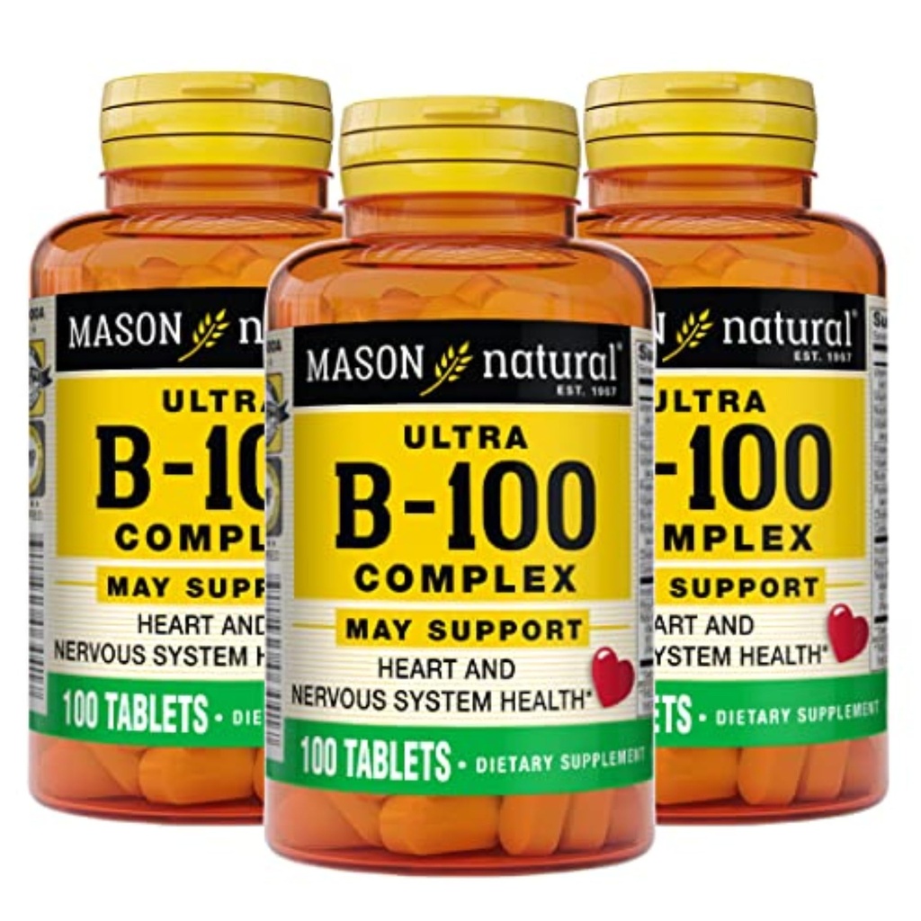 MASON NATURAL Ultra B,100 Complex, 300,Day Supply, for Normal Immune Support and Energy Metabolism, 3 Pack