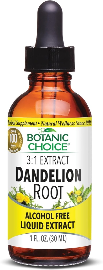 Botanische keuze Dandelion Root, Alcoholvrij Liquid Extract-Traditional Ondersteuning voor lever Gezondheid, Reiniging toxines, Hulp Digestie-1 Fluid Ounce