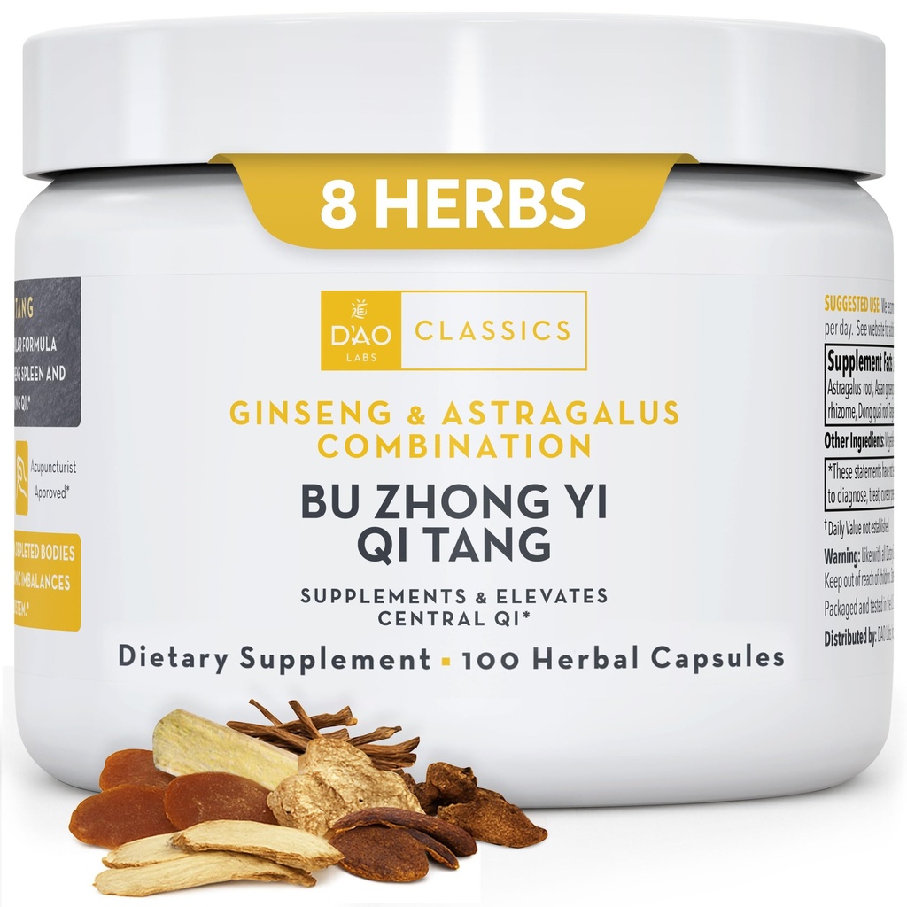 D’AO Labs - Bu Zhong Yi Qi Tang - Ginseng and Astragalus Combination - Herbal Capsules. 100 Capsules.