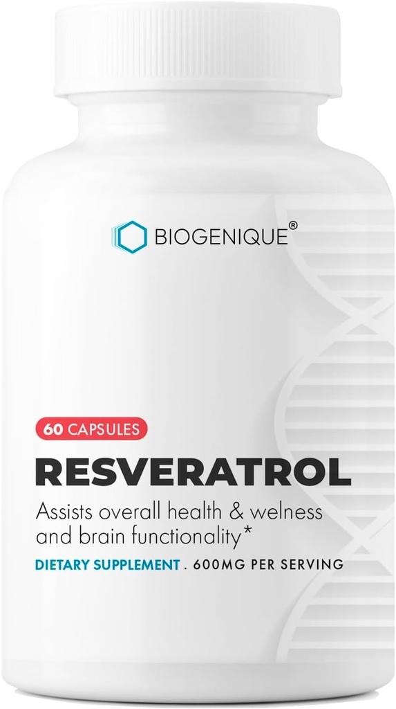 Resveratrol 600mg Potent Antioxidants & Trans-Resveratrol from Polygonum Root Extract, Promotes Anti-Aging & Cardiovascular Support, 60 Capsules - Made in USA - Vegan, Non-GMO, Gluten Free
