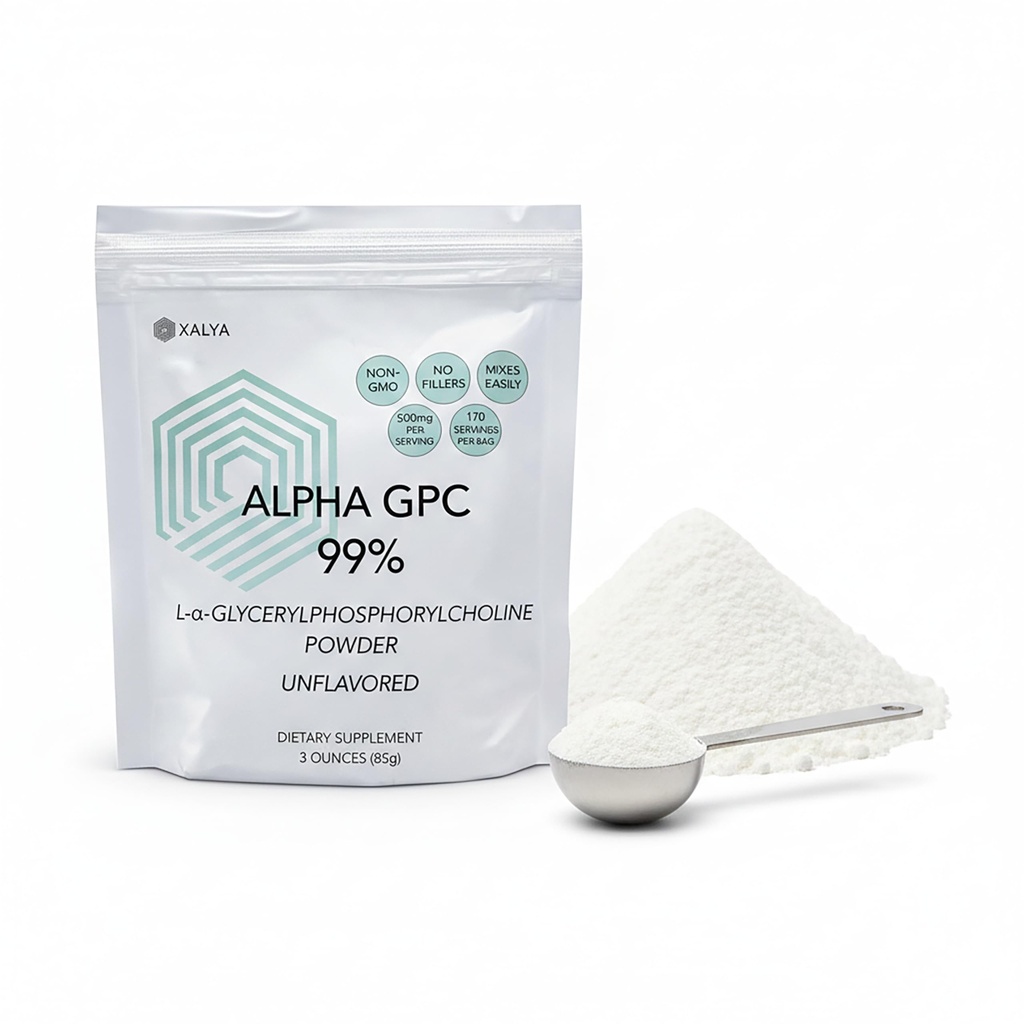 Alpha GPC Powder 99% Purity – 500mg Extra Strength Brain Supplement for Focus & Mental Clarity – Third Party Tested, Natural Choline, 170 Servings (3oz)