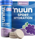 Nuun Sport Electrolyt tabletten met Magnesium, Calcium, Kalium, Chloride & Natrium, Glutenvrij & Vegan, Druiven, 8 Pack (80 Servings Totaal)