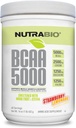 NutraBio BCAA 5000 Powder - Gefermenteerd vertakte Aminozuren voor Spiergroei en Herstel - Natuurlijke smaken, Zoetstoffen en Kleurstoffen, Veganistisch, Glutenvrij - Aardbei Limonade, 60 porties