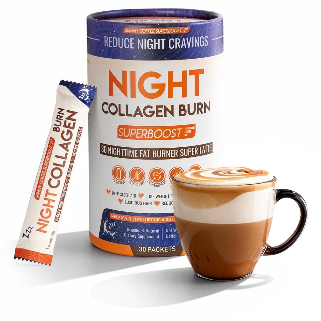 Brûlure de collagène nocturne - Perte de poids et Belly Fat Burner & Aide au sommeil pour les femmes et les hommes