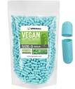 XPRS Nutra Taille 0 Capsules vides - 1000 Compte Capsules vides de végétaliens - Pilules végétariennes - Bricolage Gélule végétale Remplissage- Gel de pilules végétatives Caps pour Do-It-Youlf Suppléments (Aqua)