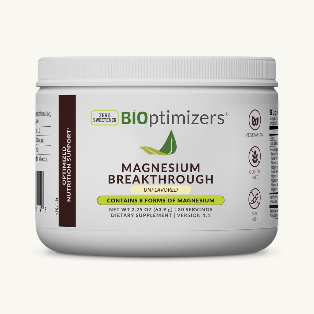 BIOptimizers Magnesium Breakthrough Drink - 8 vormen van Magnesium, Elektrolyten, Slaap Gezondheid, Stress, Spierherstel, Hartondersteuning 