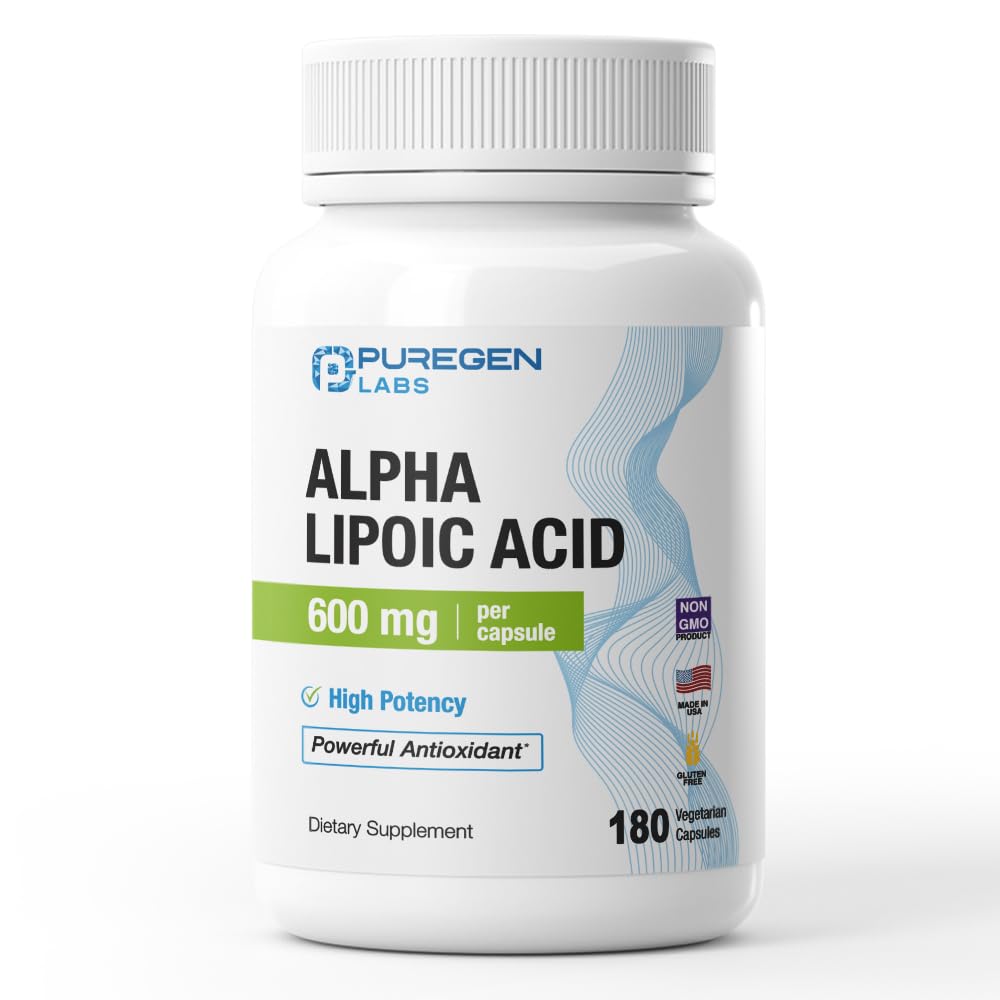Purigen Labs Alpha Lipoïnezuur 600mg [High Potency] Totaal 360 Veggie Caps, Antioxidant Support 