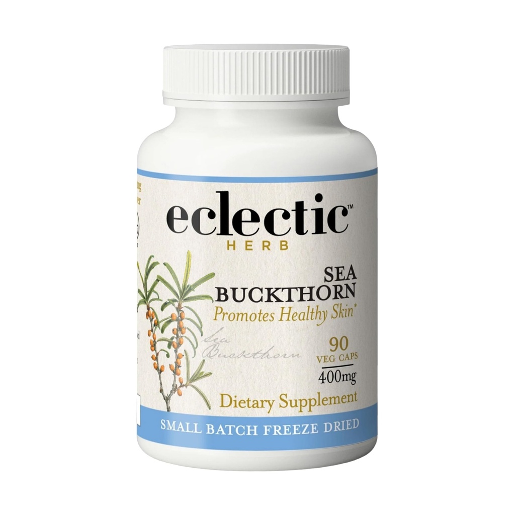 Eclectic Herb - Sea Buckthorn Capsules | Promotes Healthy Skin | Herbal Supplement | Vegan, Non-GMO, Gluten Free, Freeze-Dried (90 CT | 400 mg)