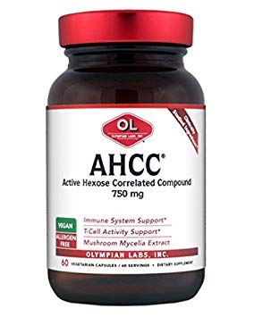 Olympians Labs Premium Supplément AHCC – 750mg de AHCC par gélule – soutient la santé immunitaire, la fonction hépatique et l'activité des cellules tueuses naturelles- 60 capsules