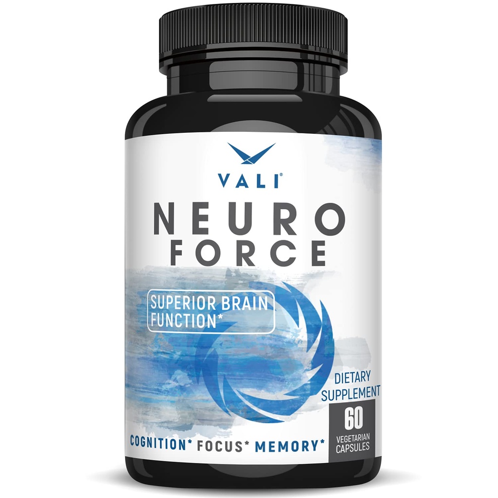 VALI Neuro Force Brain Booster Supplement for Focus, Memory, Clarity & Energy. Extra sterkte Nootrope Cognitieve functie Ondersteuning voor geestelijke prestaties. met natuurlijke cafeïne. 60 Veggie Capsules