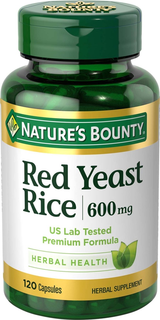Nature's Bounty Red Gist Rice Pillen en Herbal Health Supplement, Dieet Additive, 600mg, 120 Capsules