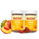 BeLive Biologische Omega 3 Gummies - Omega 3 6 9 7 DHA & EPA van Vlaszaadolie & Sea Buckthorn Fruitolie, Veganistisch, voor kinderen & volwassenen, Full Body, Brain & Eye Support, Sugar Free 