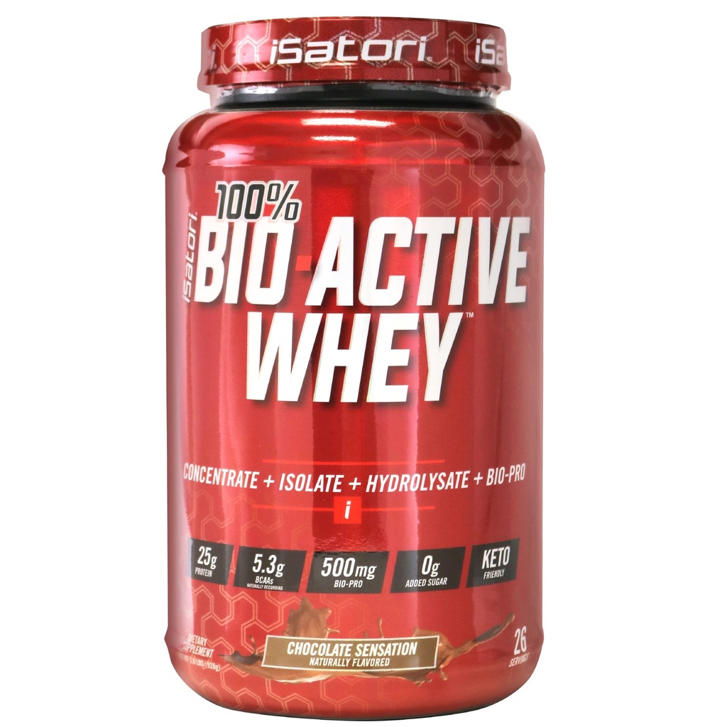 iSatori 100% Bio-Active Whey Protein, Muscle Growth & Recovery with Whey Isolate, Hydrolysate, Concentrate, BCAAs & Colostrum Peptides, 25g of Protein Per Serving - Chocolate Sensation (26 Servings)