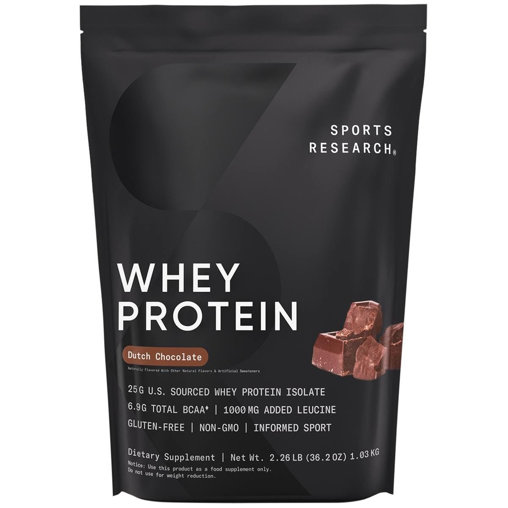 Sportonderzoek Wei Proteïne Isolaat - Sport Voeding Proteïne Poeder 25g per portie - 2.27lb Bag Wei Proteïne - Nederlands Chocolade Bulk Proteïne Poeder, 25 porties