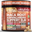 Clean Nutra Organic Maca Root Capsules for Women + Ashwagandha Slippery Elm Tongkat Ali Rhodiola Rosea Fenugreek Beet Root Sea Moss Ginseng Black Yellow Red Maca Powder Supplement 90 Pills
