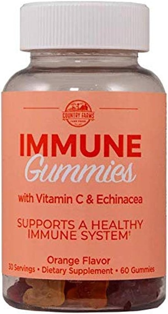 Land Boerderijen Immune Gummies met vitamine C & Echinacea, Ondersteunt gezonde immuunsysteem, rijk aan antioxidanten, Delicious Orange Flavor, 60 Telling, 30 Servings