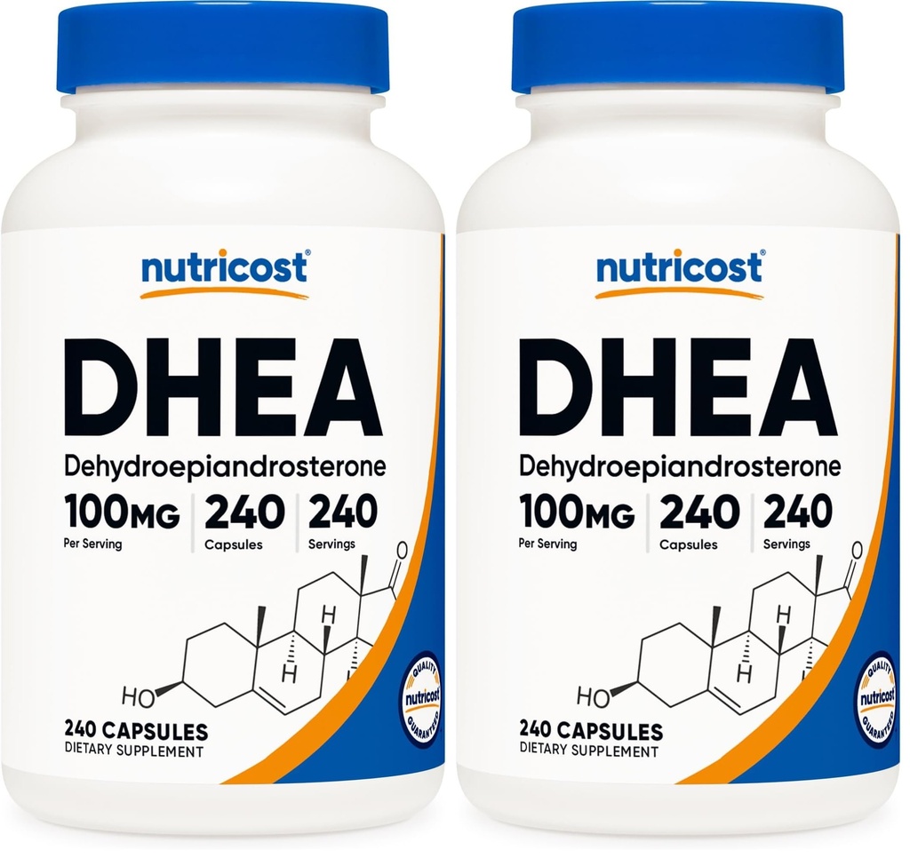 Nutricost DHEA 100mg, 240 Capsules - Gluten Free, Soy Free, Non-GMO, Supplement (Pack of 2)