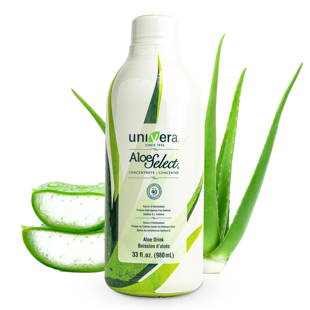 Univera Aloë Vera Juice, Preminum Organic Aloë Vera, 10% Polysaccharide Retention, Digestieve Enzymen voor Gut Health, Immune Support & Gut Health, Aloë Flavor - 30 Days Supply (33 fl oz)