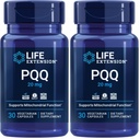 Extension de vie PQQ, pyrroloquinoline Quinone, 20 mg, favorise la croissance de nouveaux mitochondries, sans gluten, non OGM, végétarien, 1 jour, 30 capsules (paquet de 2)