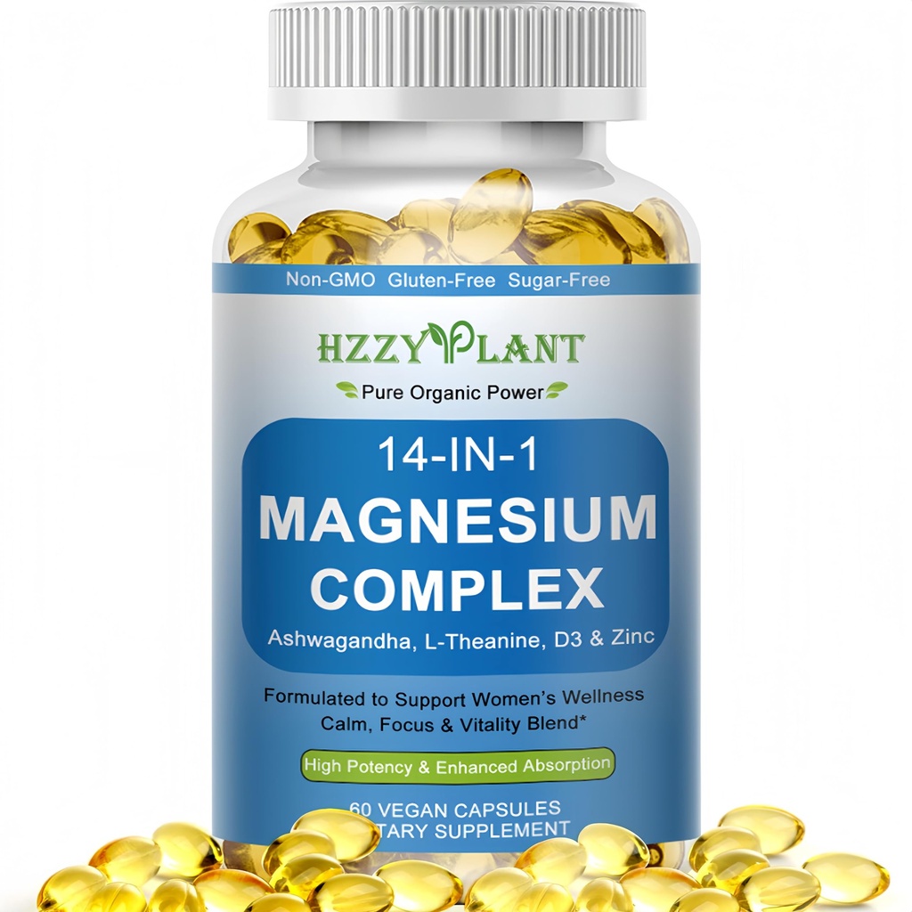 Magnesium Complex Softgels, High Absorption Magnesium Supplement with Glycinate, Citrate, Malate, Taurate, 14-in-1 Magnesium Complex for Women & Men for Muscle, Heart, Sleep Support, 2 Month Supply