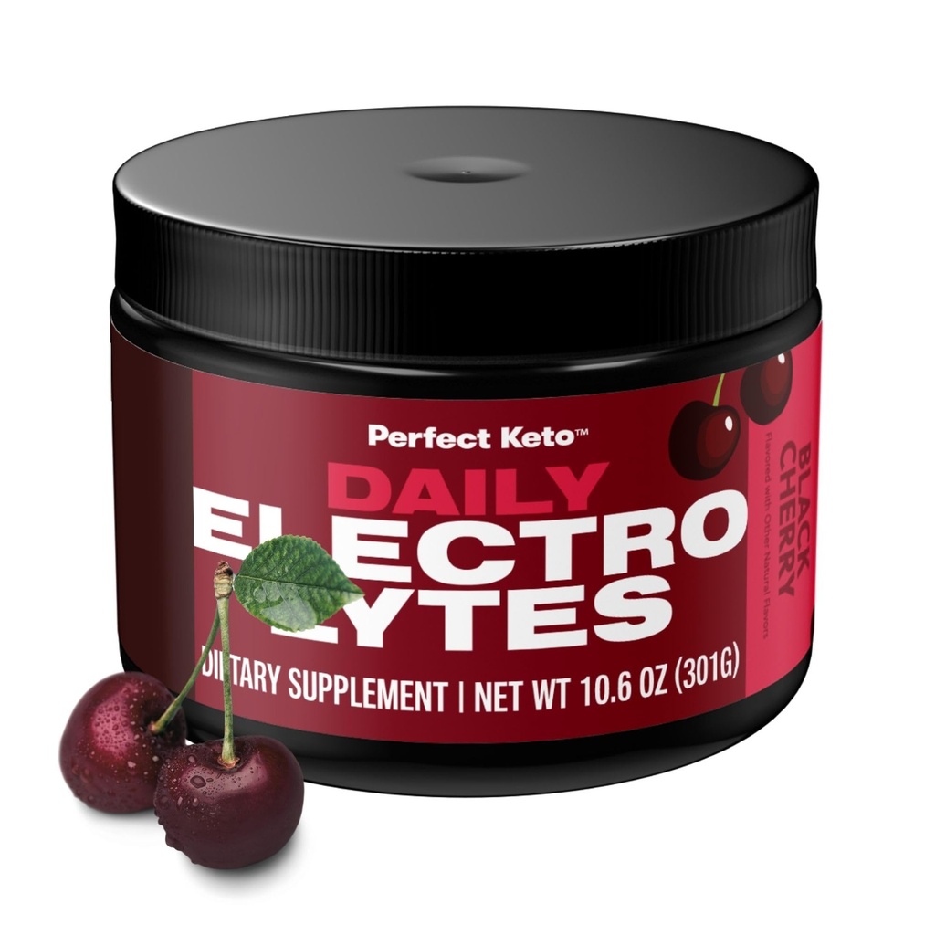 Perfect Keto Electrolytes Hydration Powder | Supports Hydration, Recovery & Healthy Immune System | Sugar Free, Low Carbs, Calories or Fillers | Keto-Friendly & Non-GMO (Black Cherry)