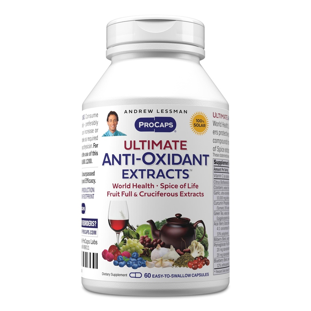 ANDREW LESSMAN Ultimate Anti-Oxidant Extracts 60 Capsules - Concentrated Blend of Standardized Extracts. Naturally Protective Polyphenols, Berry and Cruciferous Vegetable Extracts. No Additives