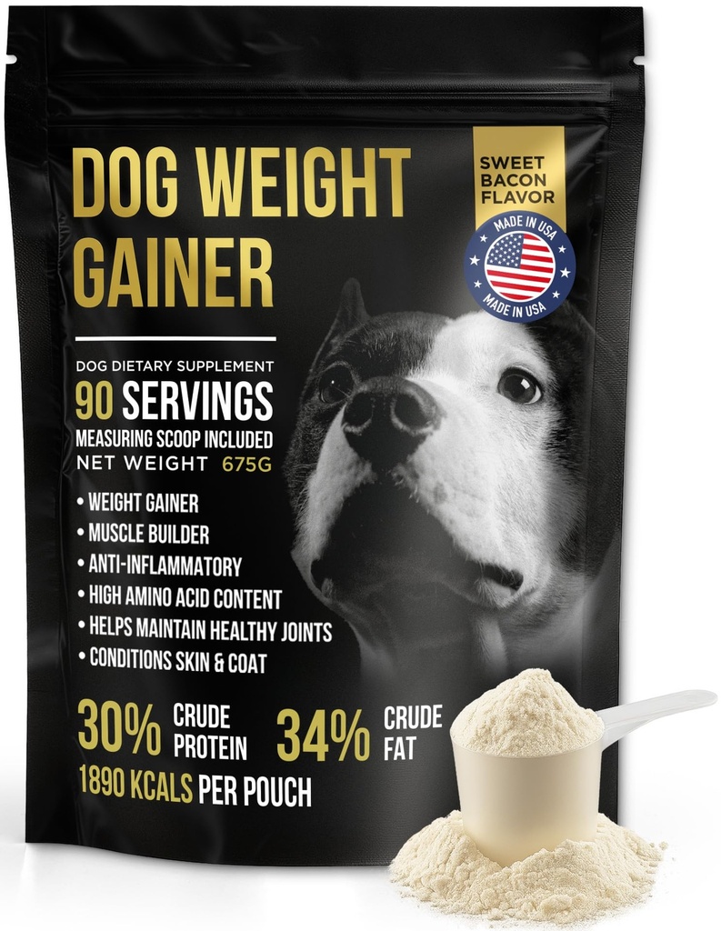 Hondengewicht Gainer Ca. 90 porties - Gewichtswinst Supplementen voor honden - Honden- en hondenspierbouwer - Made in The USA