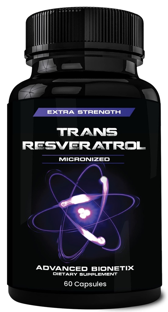2X Potency Micronized Trans Resveratrol Supplement. 1200 mg per 2 capsules. Hoge absorptie-antioxidantformule. Bevordert antiveroudering, cognitieve ondersteuning en hartgezondheid