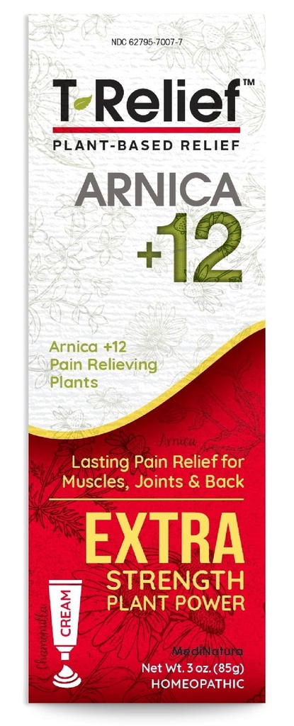 Medianatura T-Relief Extra sterkte pijn verlichting Cream Arnica +12 Snelwerkende natuurlijke Relieving Actives helpen verminderen rug, nek, gewricht, spier, hand & voet pijn, pijn, & pijn - 3 oz