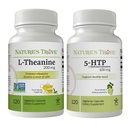 Nature's Trove L-Theanine 200mg 120 Vegetarische Capsules & 5-HTP 100mg 120 Vegetarische Capsules - Calm & Healthy Mood Stack
