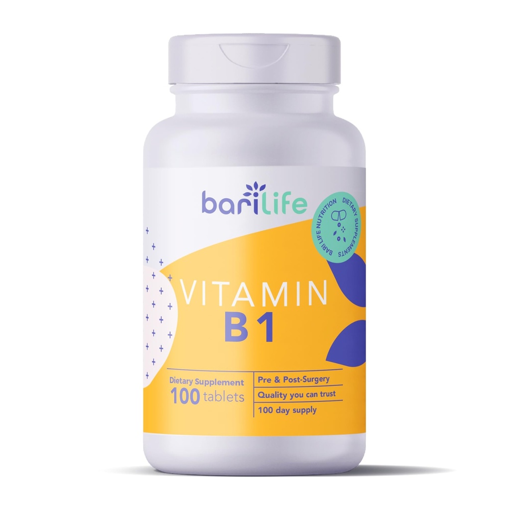 Bari Life Vitamine B1 100mg Tabletten, Thiamine, Thiamine, Dieetsupplement (100 tabletten)
