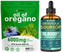 vivcmin Natural Wellness Duo: Graviola Soursop Leaf Liquid + Oregano Oil 150 Softgels | Herbal Supplement Bundle for Daily Wellness Routine | Non-GMO, Sugar & Gluten Free