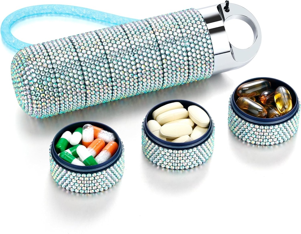 Zannaki Metal Bling pil Organizer, Travel Waterproof Weekly pil Box, Portable Large Aluminium Legering Pill Case Container, BPA Gratis 7 dagen Dagelijkse Medicine Organisator houder voor Vitamine,Visolie,Ondersteuning