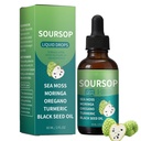 Soursop Bitters Herbal Liquid Drops with Sea Moss, Moringa, Turmeric, Black Seed Oil, Oregano, Ashwagandha, Vegan Health Supplement, 2 Fl Oz