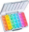 Daviky Weekly Pill Organizer 4 keer per dag, Vocht-Proof Pill Box 7 Dag, Dagelijkse Pill Case Medicine Organisator Box Gemakkelijk te dragen, Reis pil Organisator met 28 afdelingen om Vitaminen & Meds vast te houden