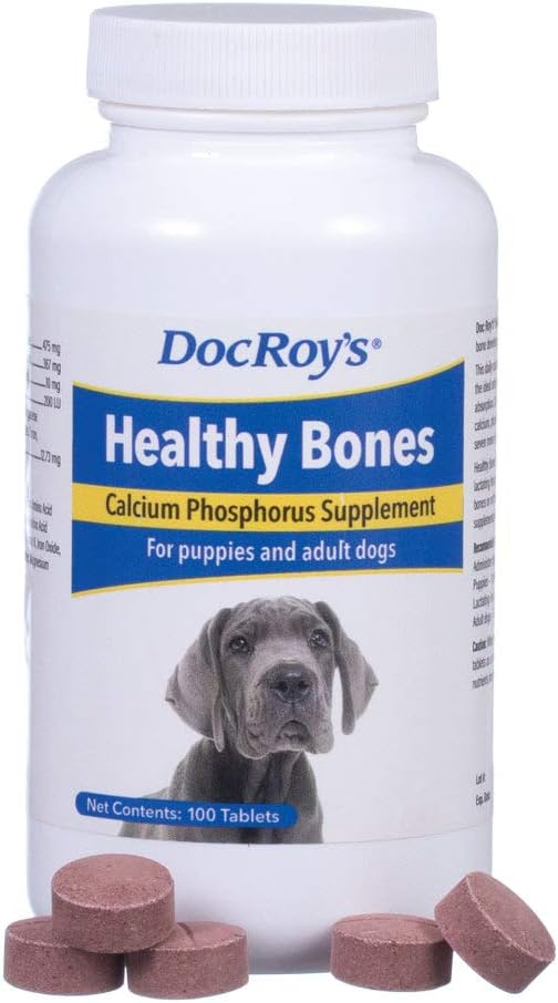 Revival Animal Health Doc Roy's Healthy Bones- Calcium Fosfor Supplement- voor honden en puppies- 100ct tabletten