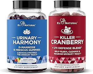 Urine Tract Supplement Duo, Killer Cranberry Capsules & Urine Harmony Gummies - UT Defense mengsels, D-mannose & Hibiscus + Cranberry, Pine Bark, Propolis & Vitamine D, Klinische sterkte Ingrediënten