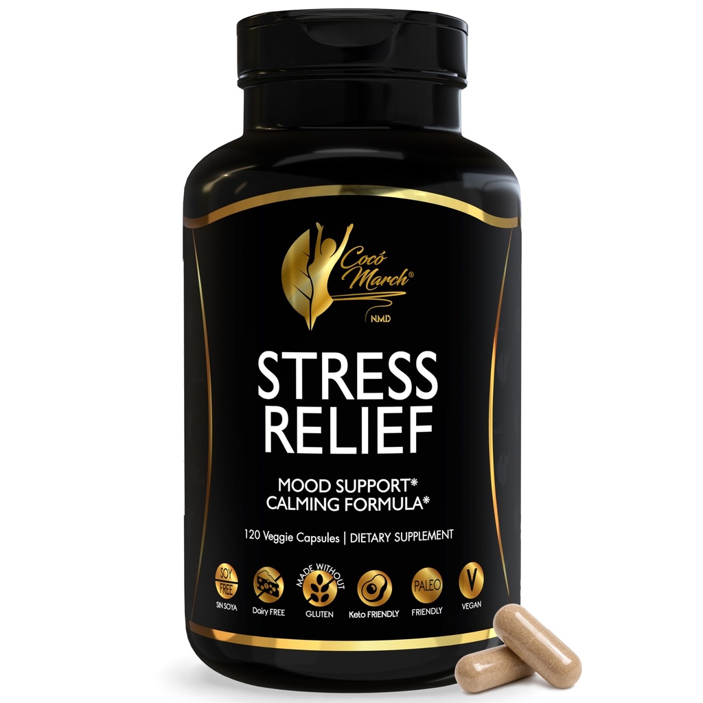 Cocó March N.M.D Stress Relief Support Supplement – Magnesium & B Vitamins Blend with Ashwagandha, Supports Stress Response, Sleep Cycle, Cognitive & Nerve Health – Gluten Free, Vegan – 120 Capsules